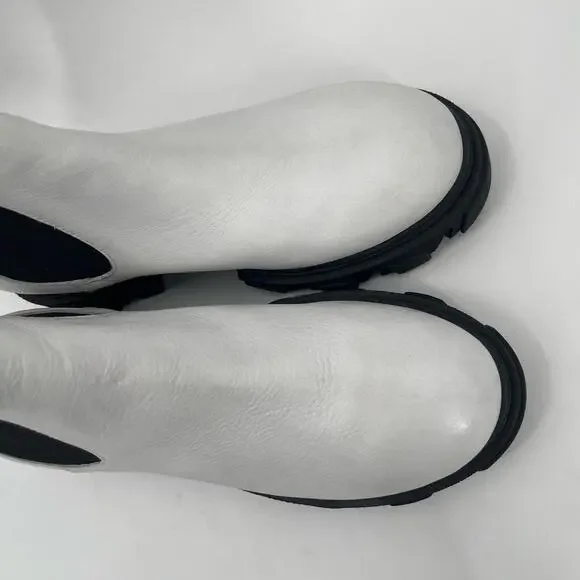 SILENT D Cress Chelsea Boot Size 38 (US 7/7.5) White Leather Lug Sole Slip On - Picture 9 of 16